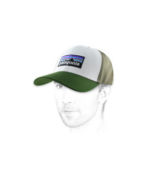 groene curve witte dop Patagonia P6 Logo Roger white glades green